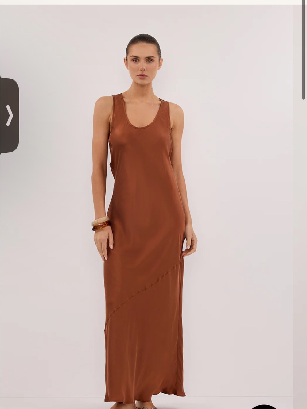 DISSH Rust Satin Slip Maxi Dress